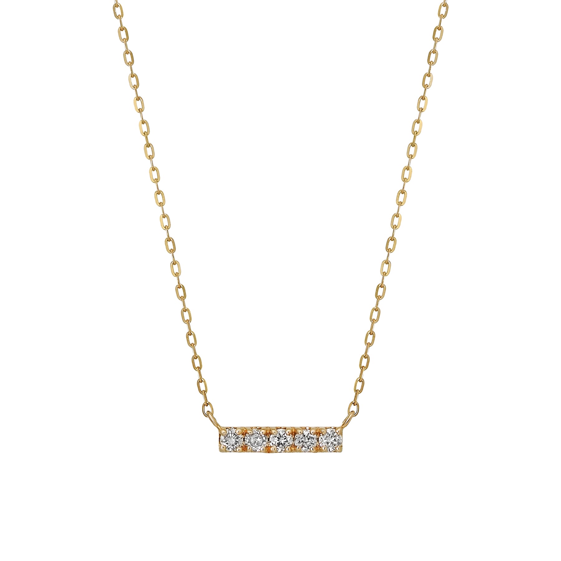 10K Yellow Gold Diamond 5-Stone Necklace - Product Image