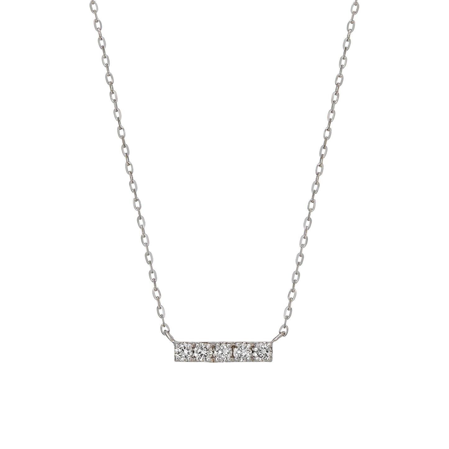 10K White Gold Diamond 5-Stone Necklace - Product Image