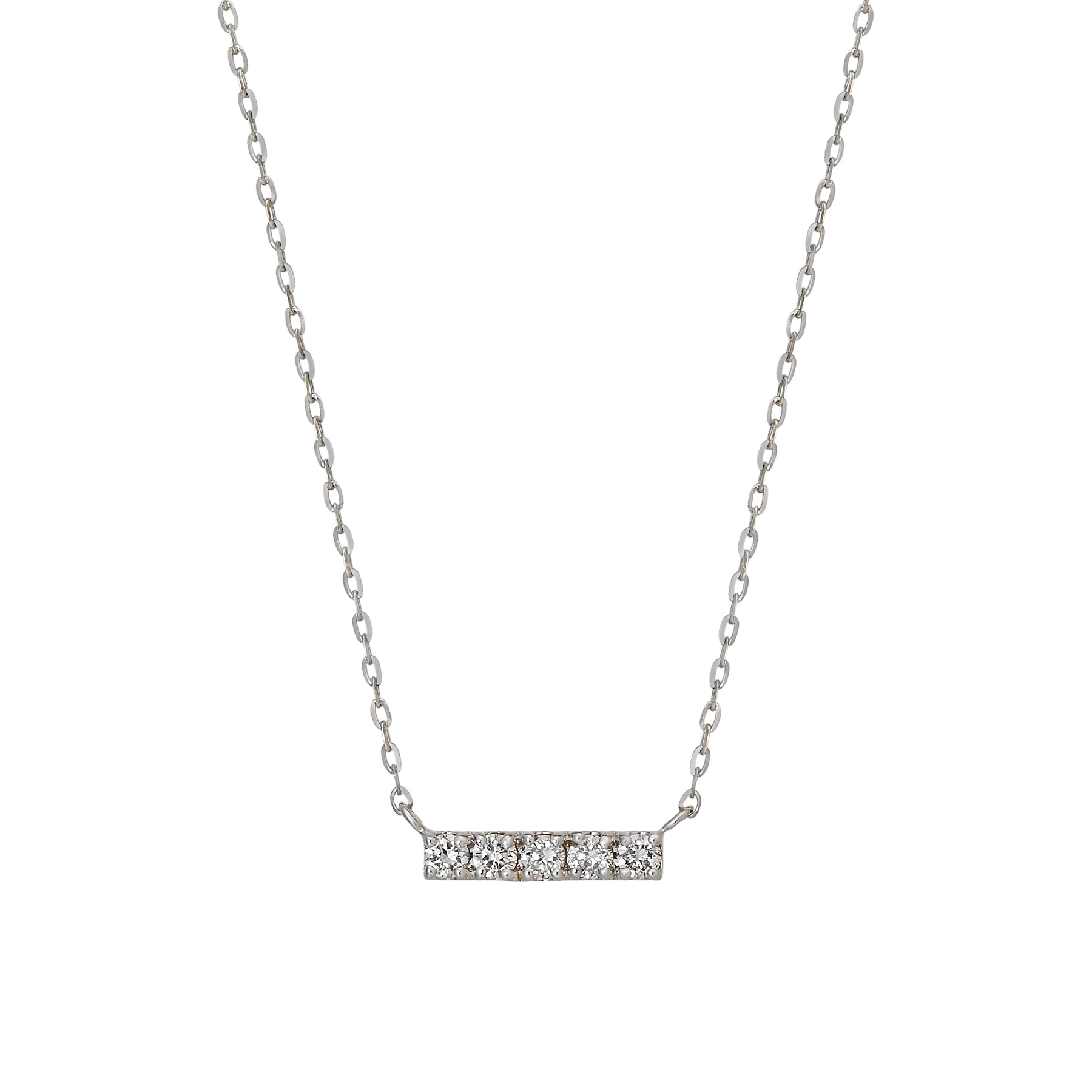 10K White Gold Diamond 5-Stone Necklace - Product Image