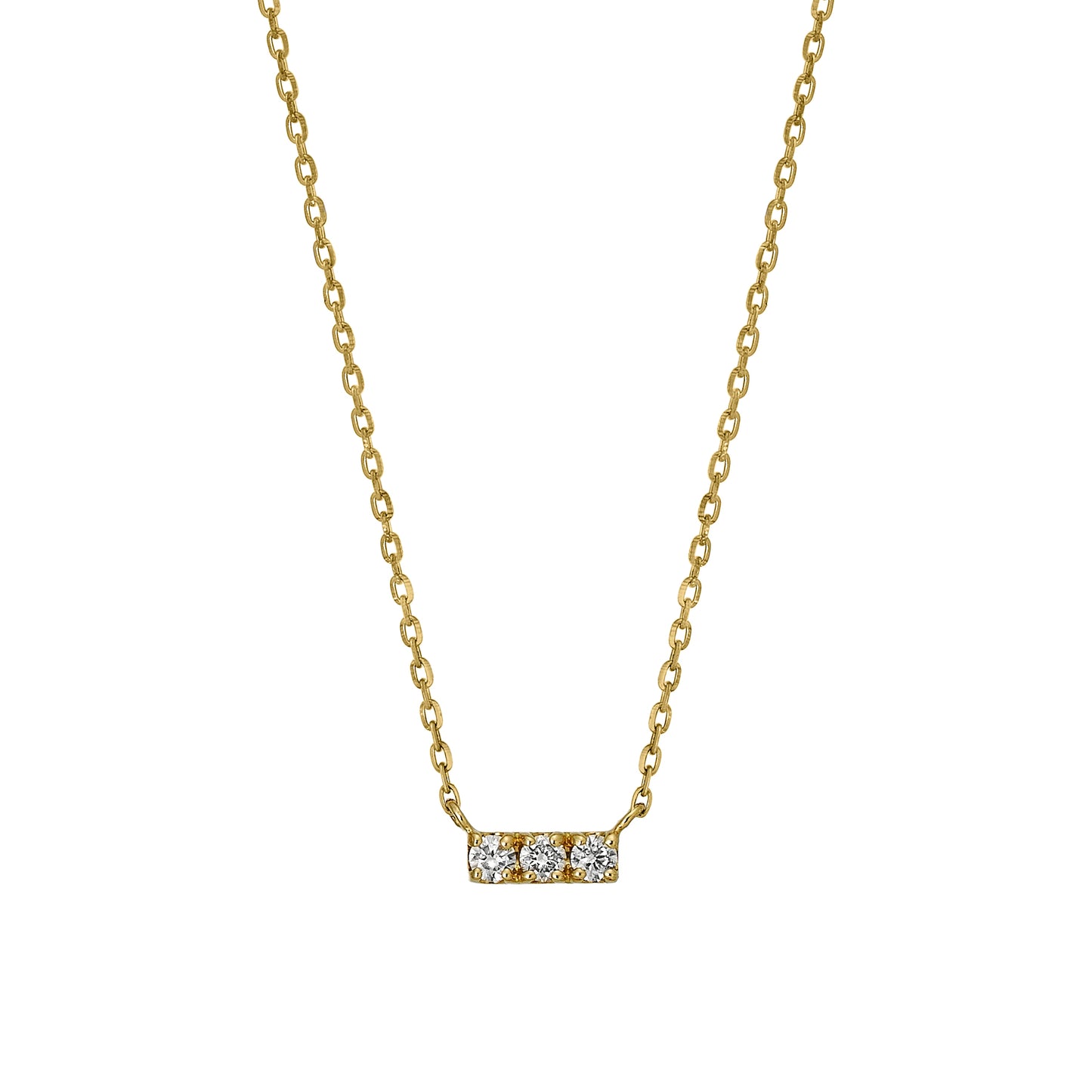 18K Yellow Gold Diamond 3-Stone Necklace - Product Image