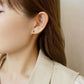 [Second Earrings] 18K Yellow Gold Amethyst Earrings - Model Image