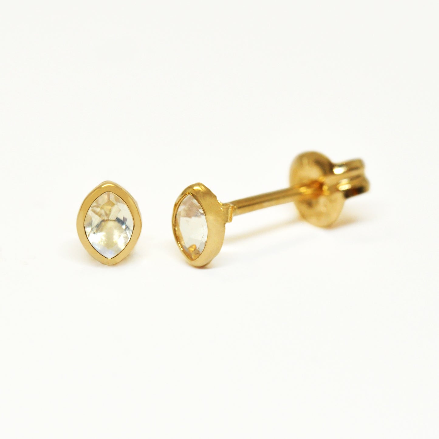 [Second Earrings] 18K Yellow Gold Blue Moonstone Earrings - Product Image