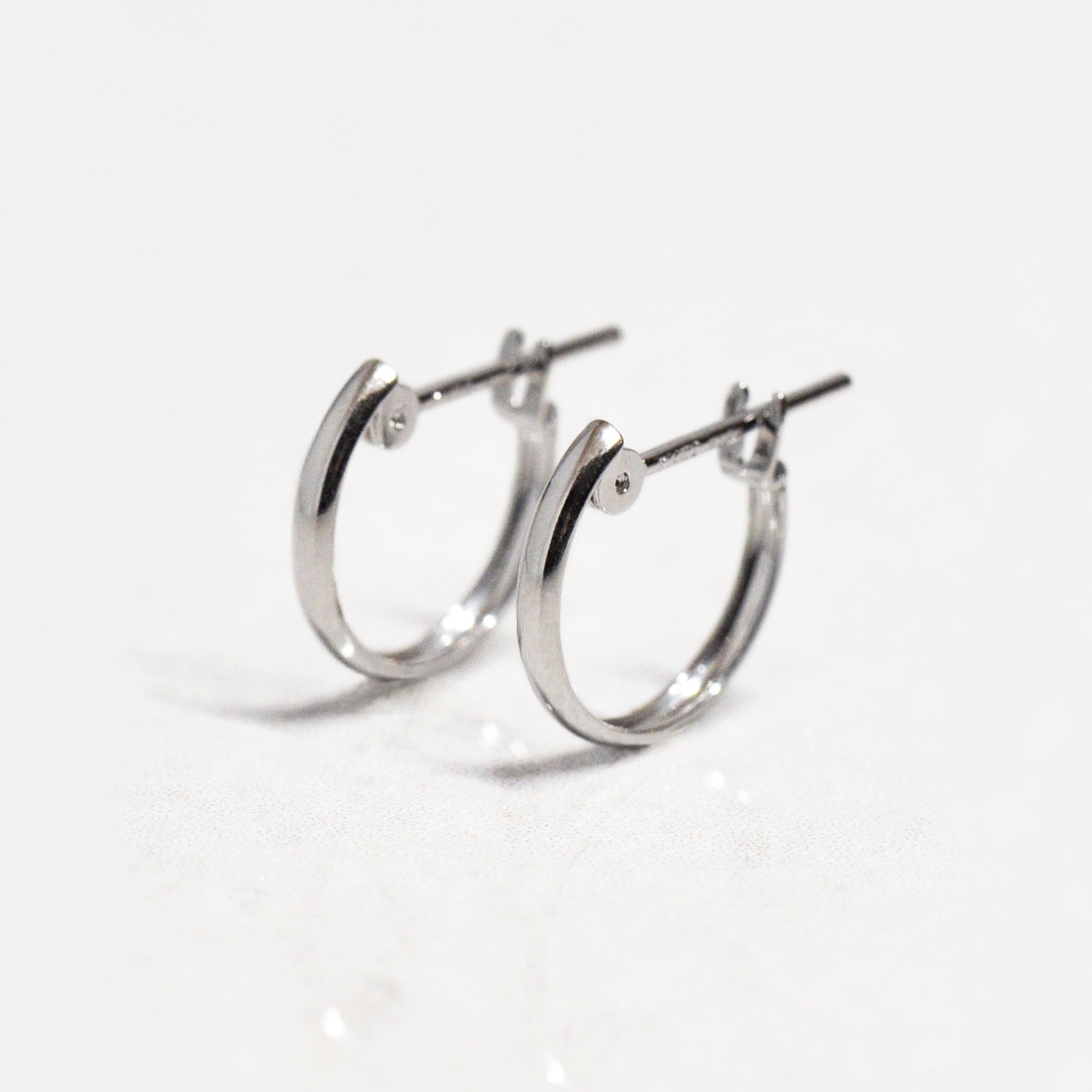 14K/10K White Gold Mini Hoop Earrings - Product Image