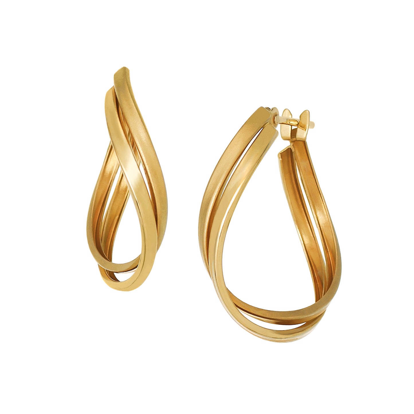 18K/10K Yellow Gold Twisted Twin Hoop Earrings (Large) - Product Image