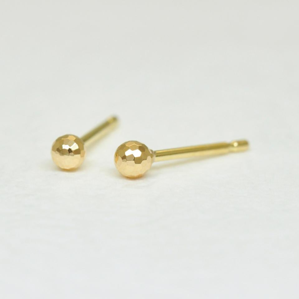[Second Earrings] 18K Yellow Gold Mirror Ball Earrings - Product Image