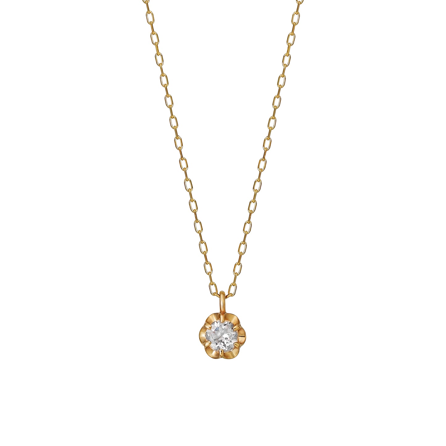 10K Yellow Gold Morganite Full Bloom Birthstone Necklace - Product Image