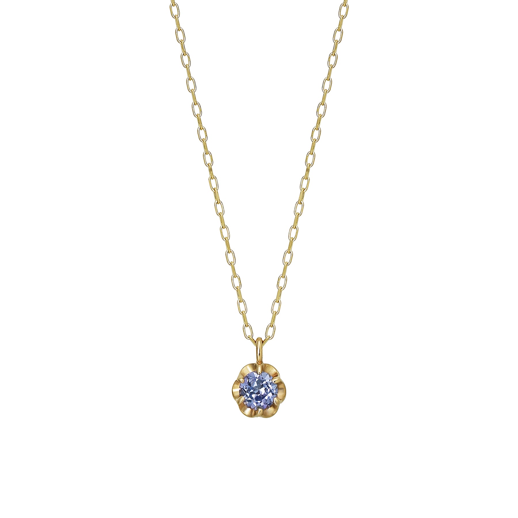 10K Yellow Gold Tanzanite Full Bloom Birthstone Necklace - Product Image
