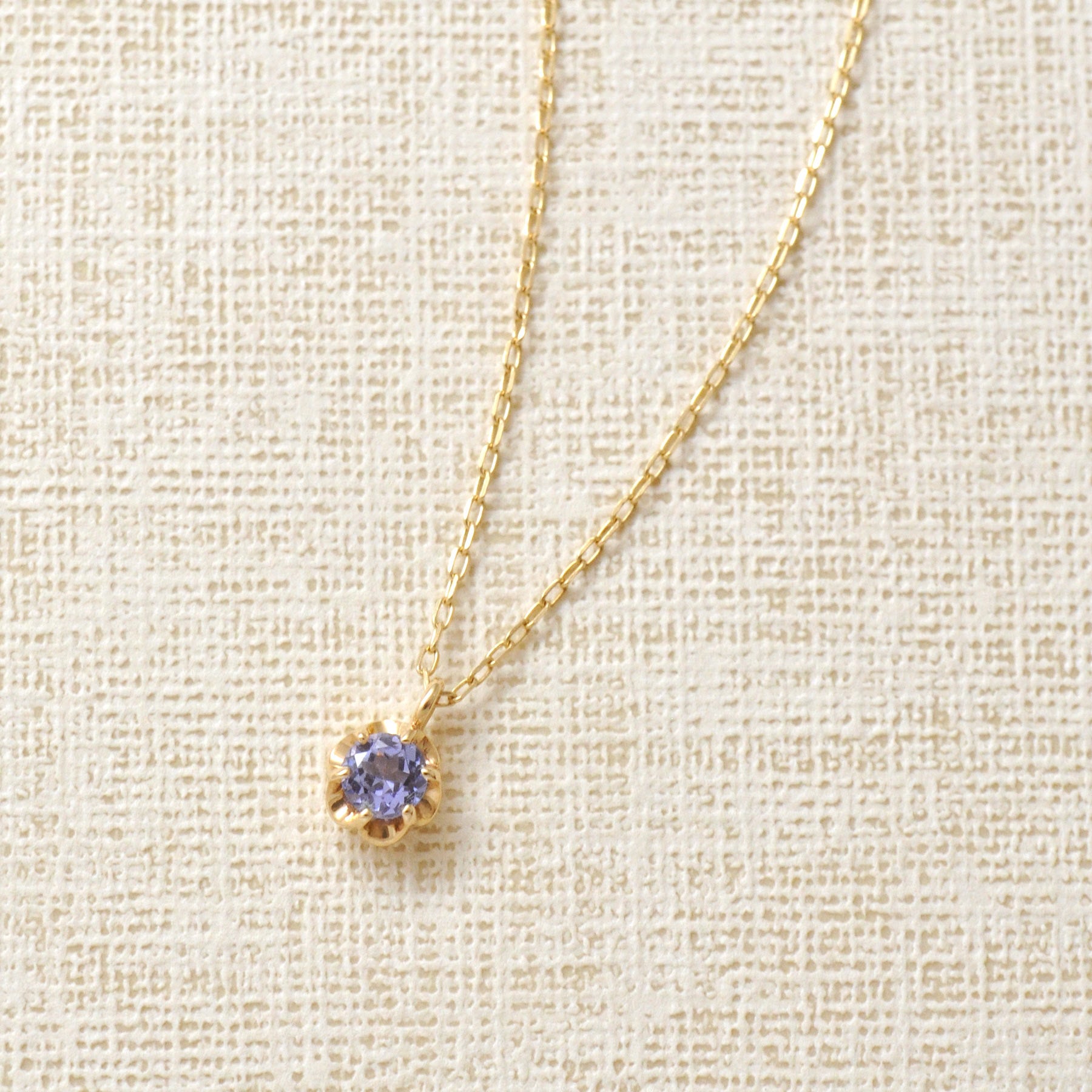 10K Yellow Gold Tanzanite Full Bloom Birthstone Necklace - Product Image