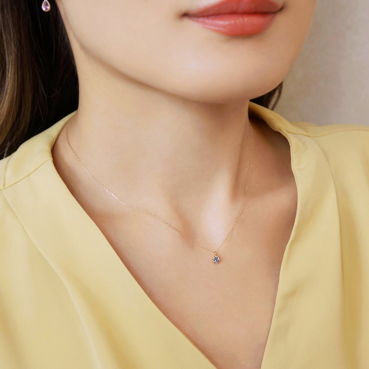 10K Yellow Gold Tanzanite Full Bloom Birthstone Necklace - Model Image
