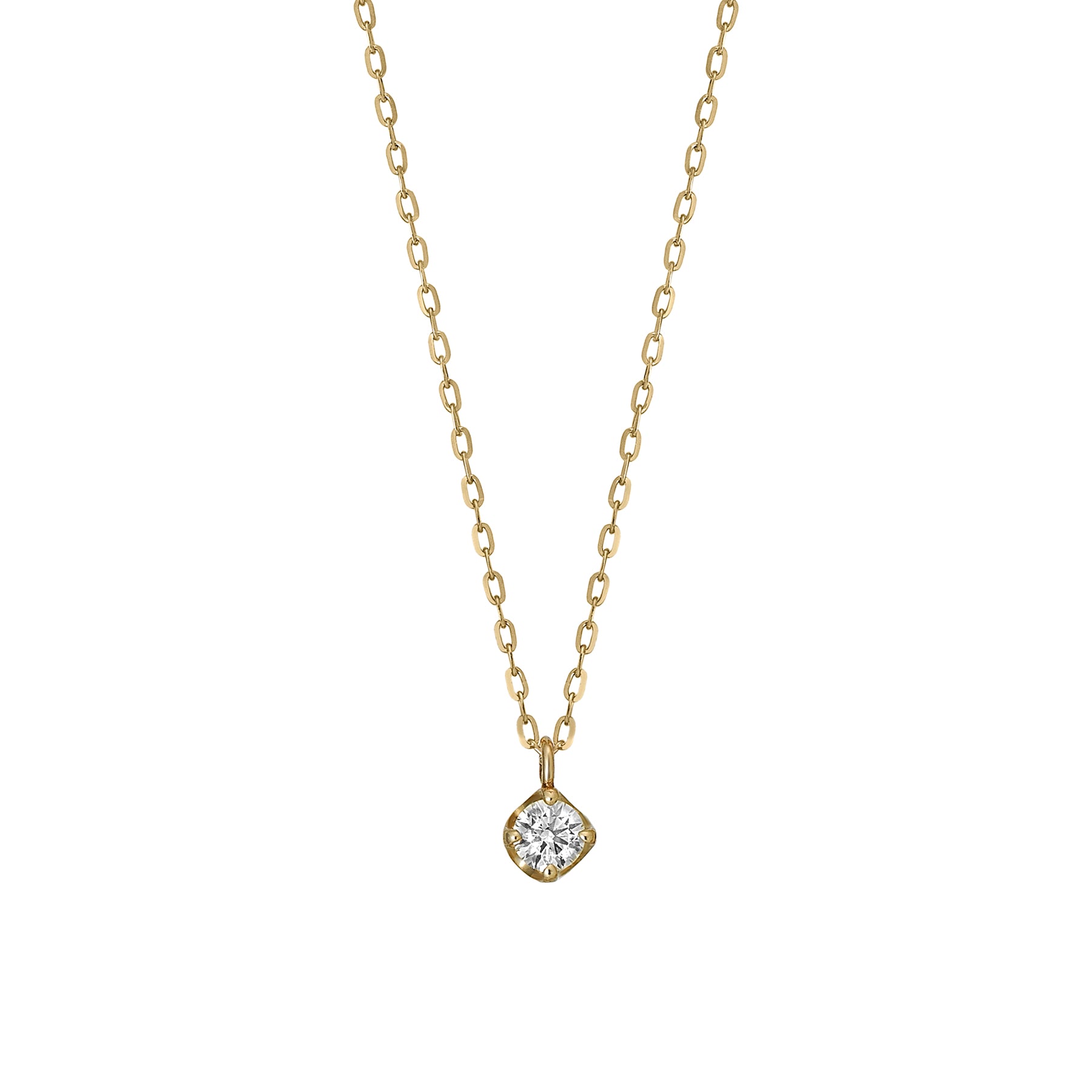 10K Yellow Gold Diamond Solitaire Necklace - Product Image