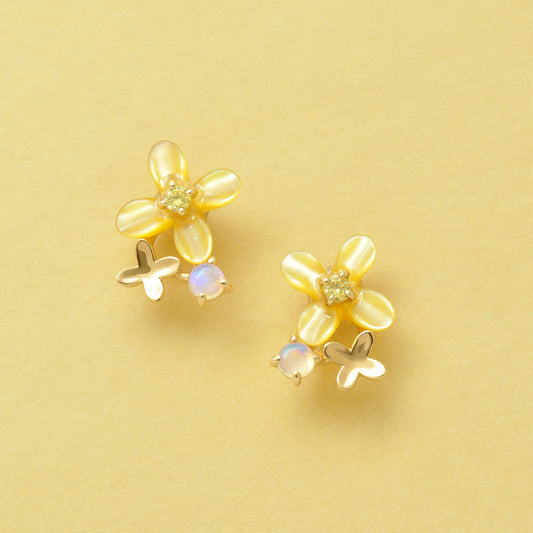 [Birth Flower Jewelry] October - Fragrant Olive Earrings (18K/10K Yellow Gold) - Product Image
