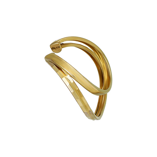 10K Yellow Gold Sparkly Cut Line Ear Cuff - Product Image