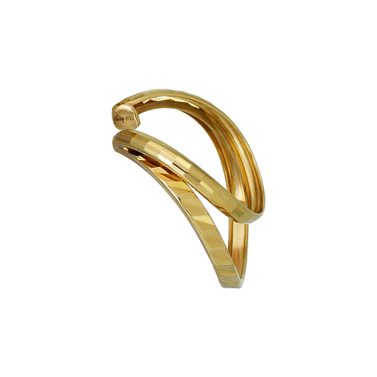 10K Yellow Gold Twin Sparkly Cut Line Ear Cuff - Product Image