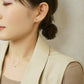 18K/10K Yellow Gold Rhodolite Garnet 3-Stone Bar Earrings - Model Image