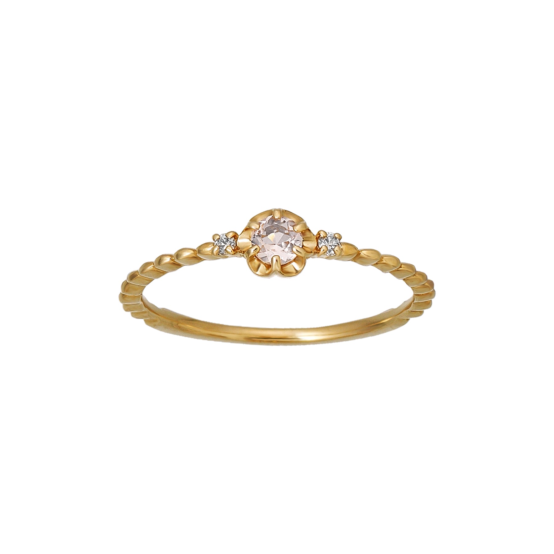 10K Yellow Gold Morganite Birthstone Ring [Full Bloom] - Product Image