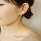 [Second Earrings] 18K Yellow Gold Diamond Sparkly Single Earring - Model Image