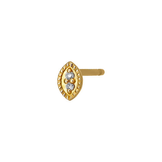 [Second Earrings] 18K Yellow Gold Diamond Marquise Single Earring - Product Image