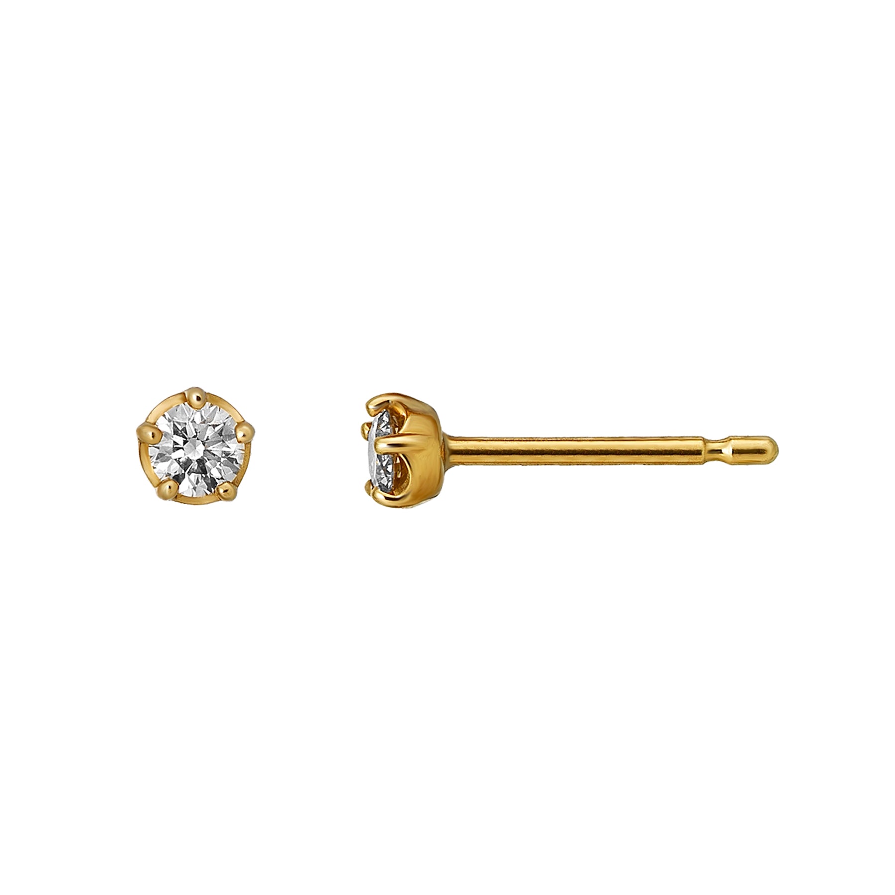 [Second Earrings] 18K Yellow Gold Diamond Earrings 0. 16ct - Product Image