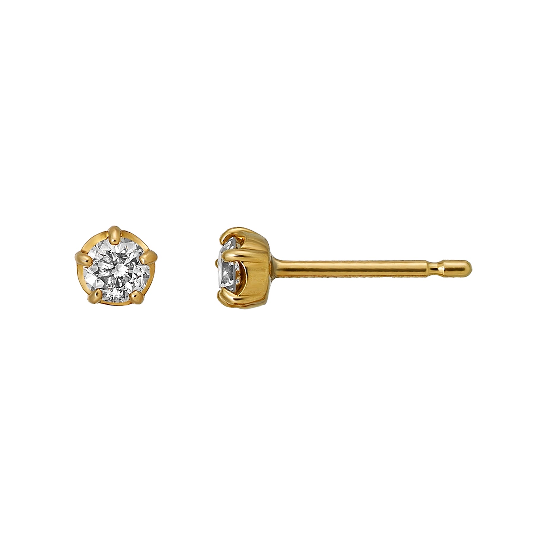 [Second Earrings] 18K Yellow Gold Diamond Earrings 0. 26ct - Product Image