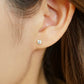 [Second Earrings] 18K Yellow Gold Moissanite Earrings (White) - Model Image