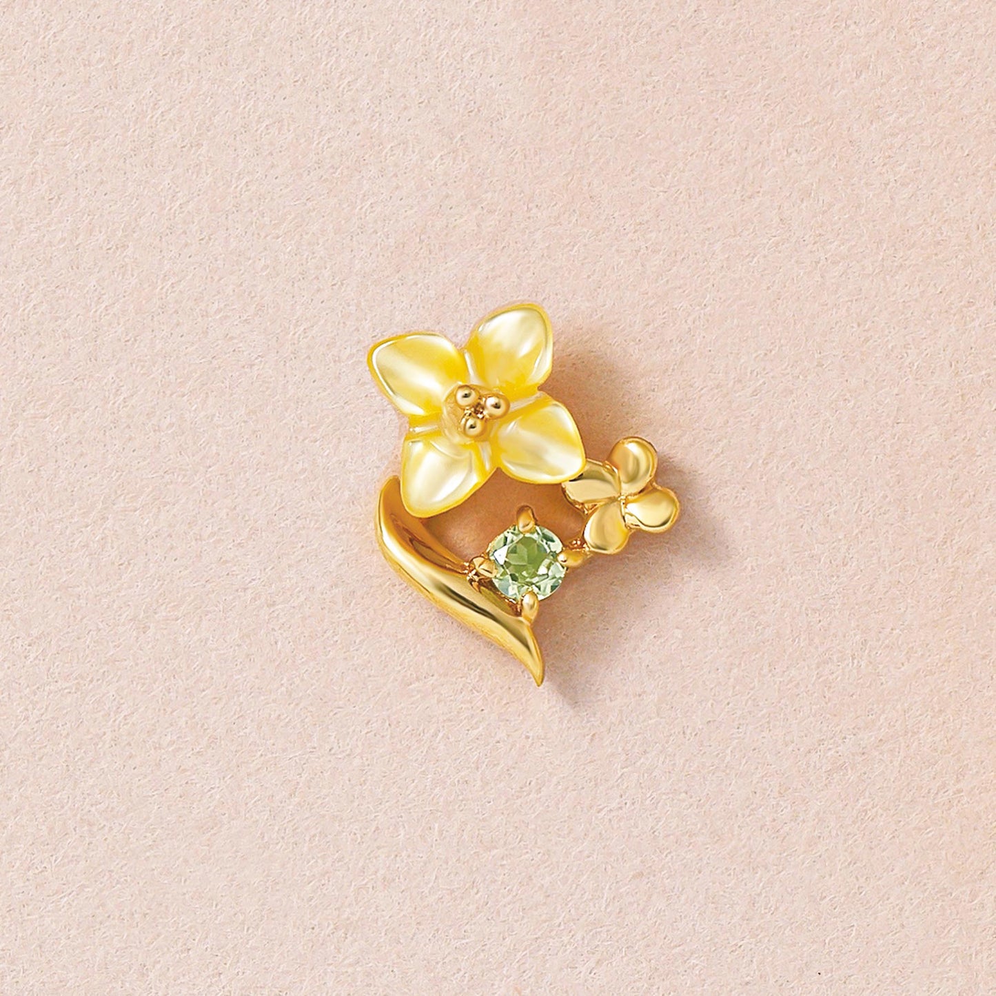 [GARDEN] 925 Sterling Silver / 10K Yellow Gold Yellow Shell Rape Blossoms Single Earring - Product Image