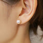 [GARDEN] 18K/10K Freshwater Pearl Stud Earrings (Yellow Gold) - Model Image