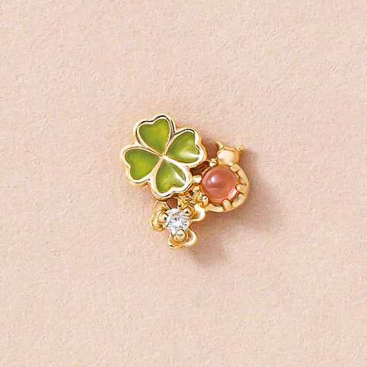 [GARDEN] 18K/10K Diamond Ladybird x Clover Single Earring (Yellow Gold) - Product Image