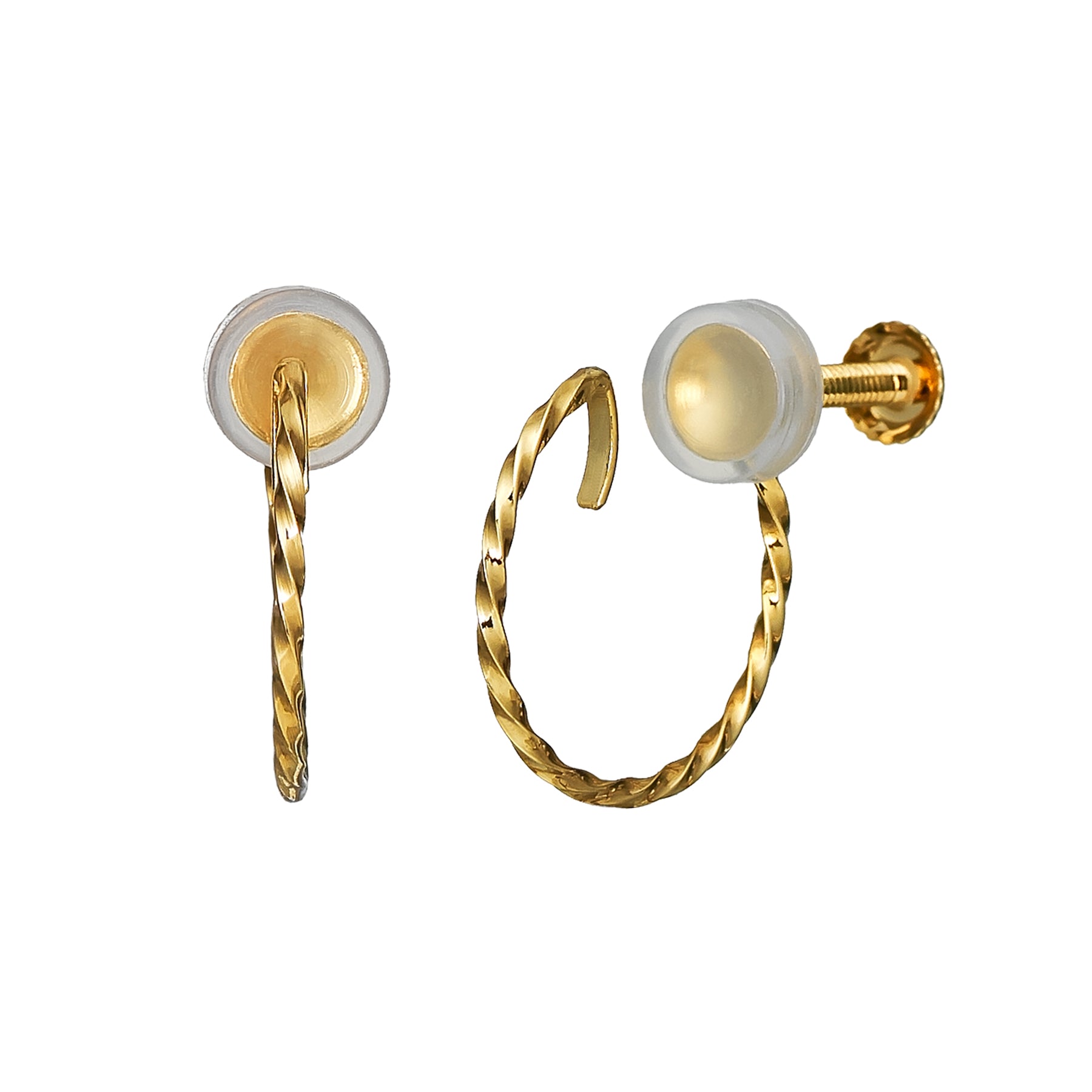 [Palette] 10K Yellow Gold Twisted Hoop Clip-on Base Earrings - Product Image