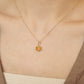 [GARDEN] 10K Citrine Honeycomb Necklace Charm (Yellow Gold) - Model Image
