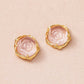 [GARDEN] 18K/10K Rose Quartz Grace Rose Earrings (Yellow Gold) - Product Image
