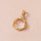 [GARDEN] 10K Rose Quartz Grace Rose Necklace Charm (Yellow Gold) - Product Image