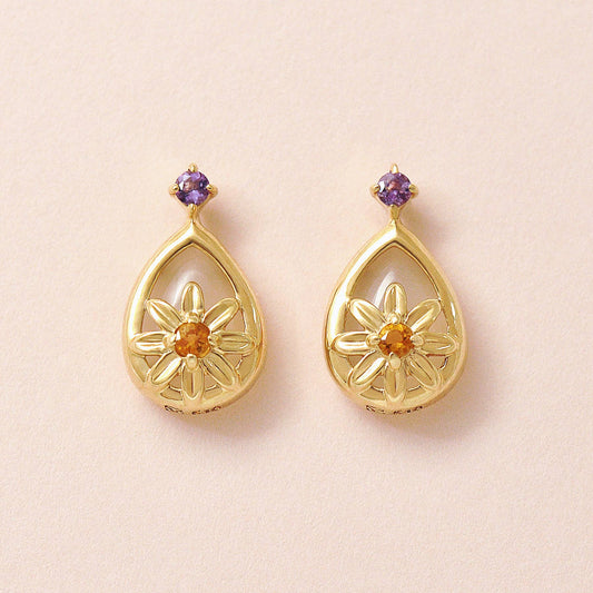 [Birth Flower Jewelry] February - Marguerite Earrings (18K/10K Yellow Gold) - Product Image