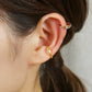 10K Gold / 925 Sterling Silver 3-Color & Milgrain Ear Cuff Set - Model Image
