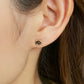 18K/10K Yellow Gold Black Shell Cat Stud Earrings - Model Image