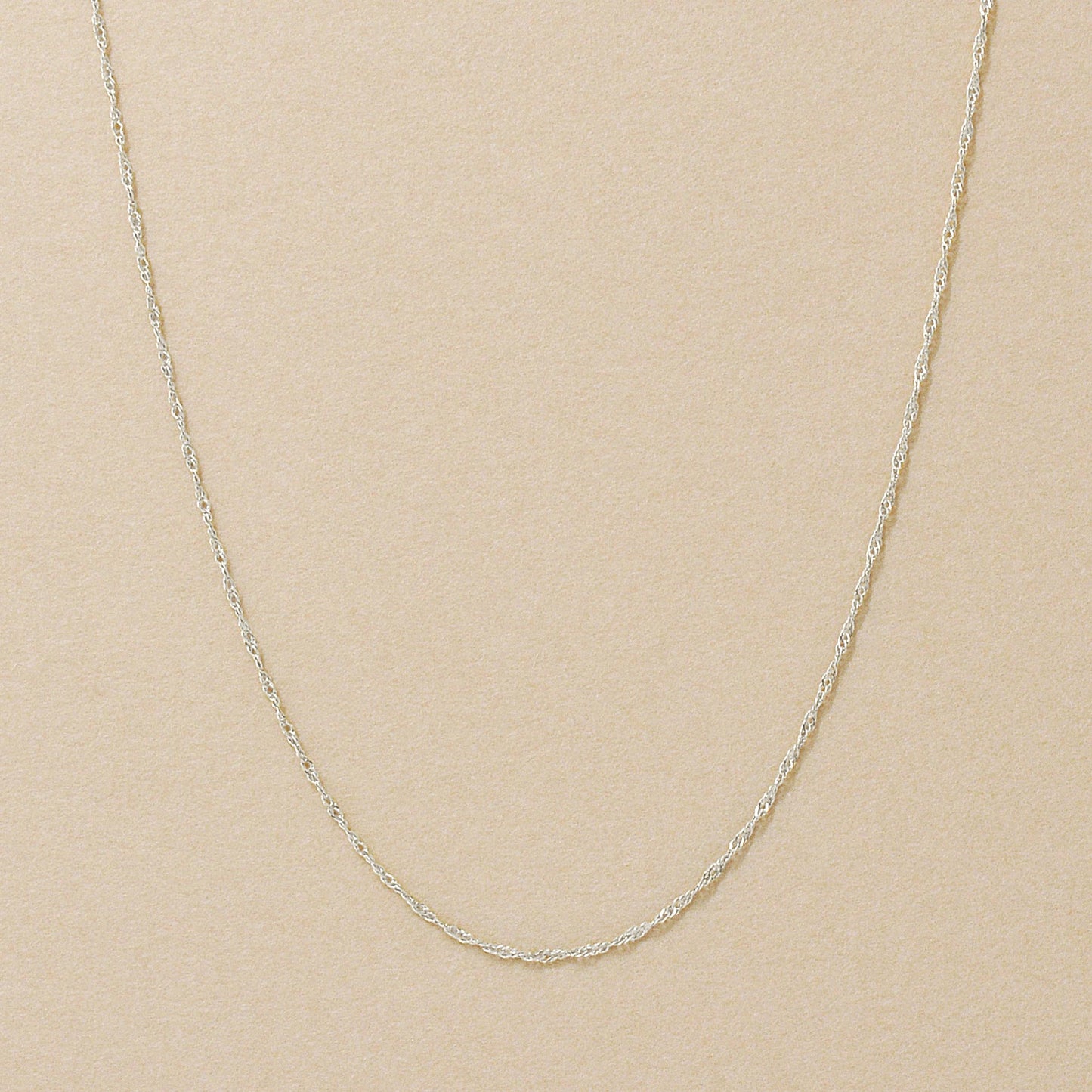 10K Screw Chain Necklace 50cm (White Gold) - Product Image