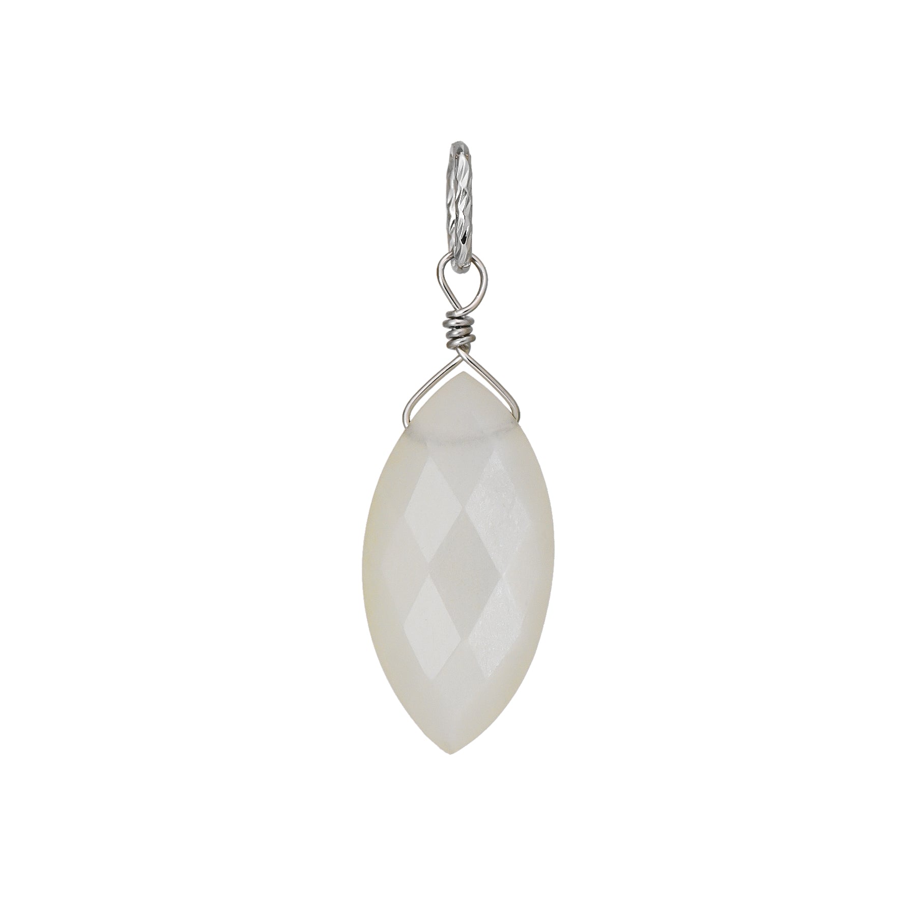 10K Moonstone Necklace Charm (White Gold) - Product Image