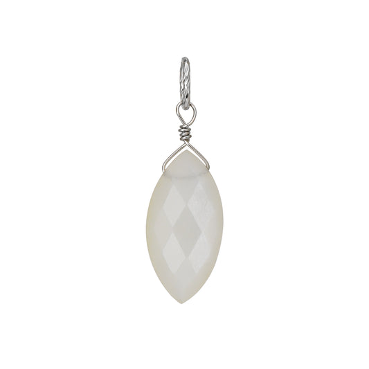 10K Moonstone Necklace Charm (White Gold) - Product Image