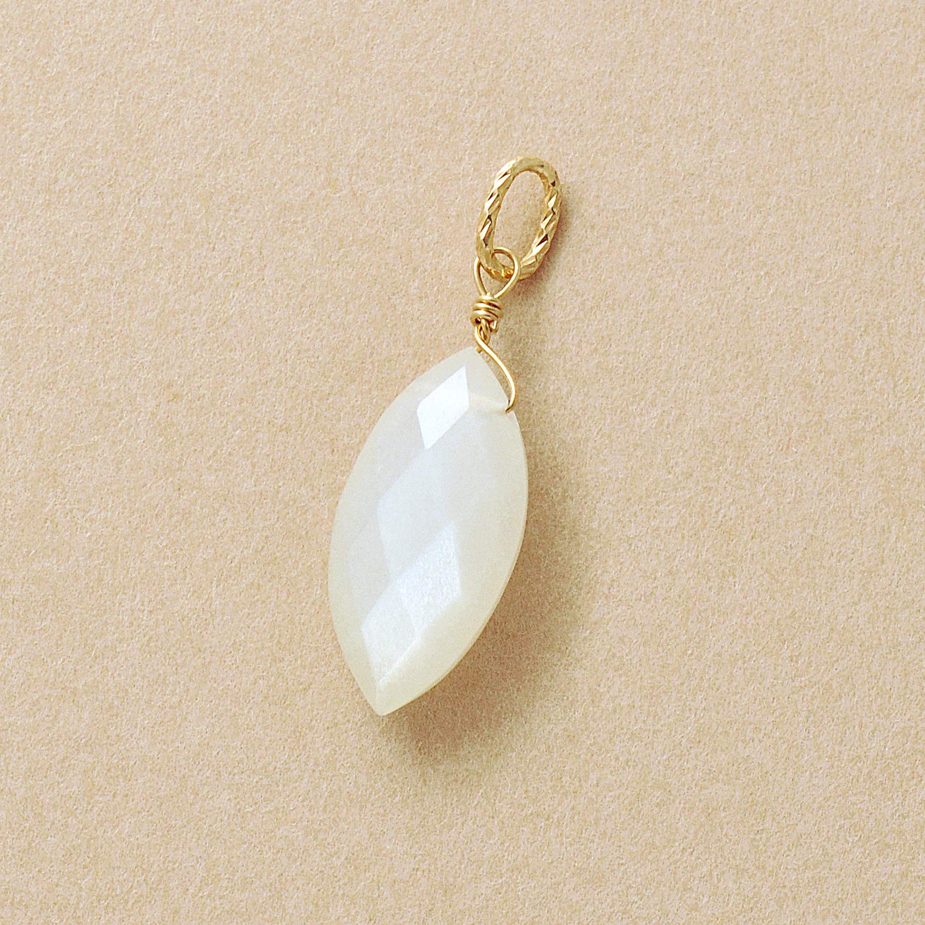 10K Moonstone Necklace Charm (Yellow Gold) - Product Image