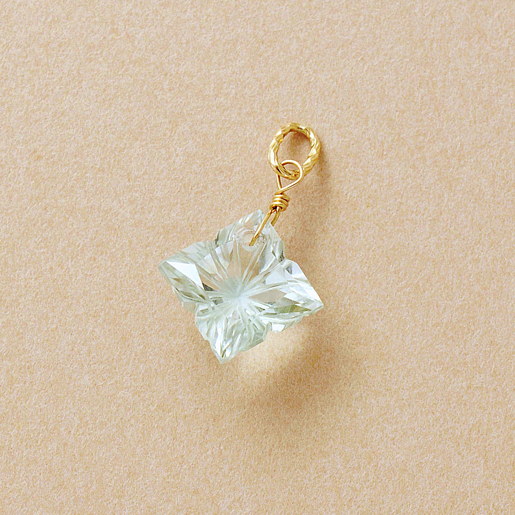 10K Green Quartz Necklace Charm (Yellow Gold) - Product Image