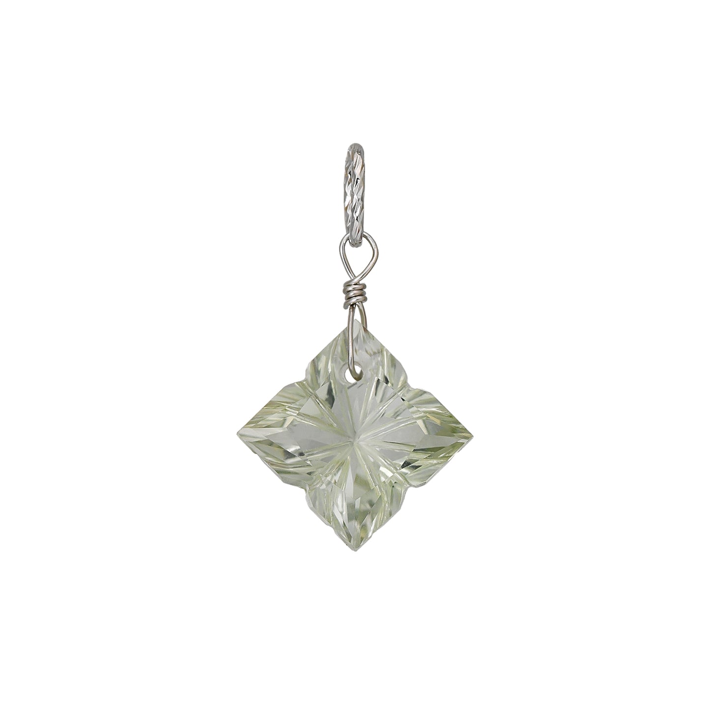 10K Green Quartz Necklace Charm (White Gold) - Product Image