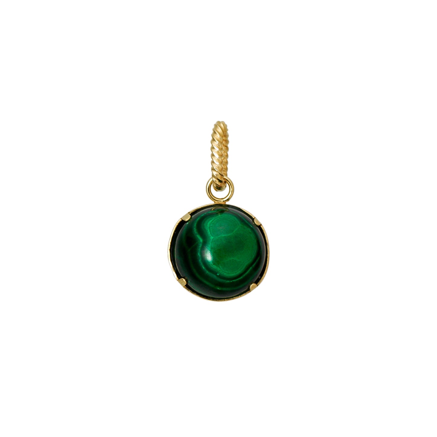 10K Malachite Necklace Charm (Yellow Gold) - Product Image