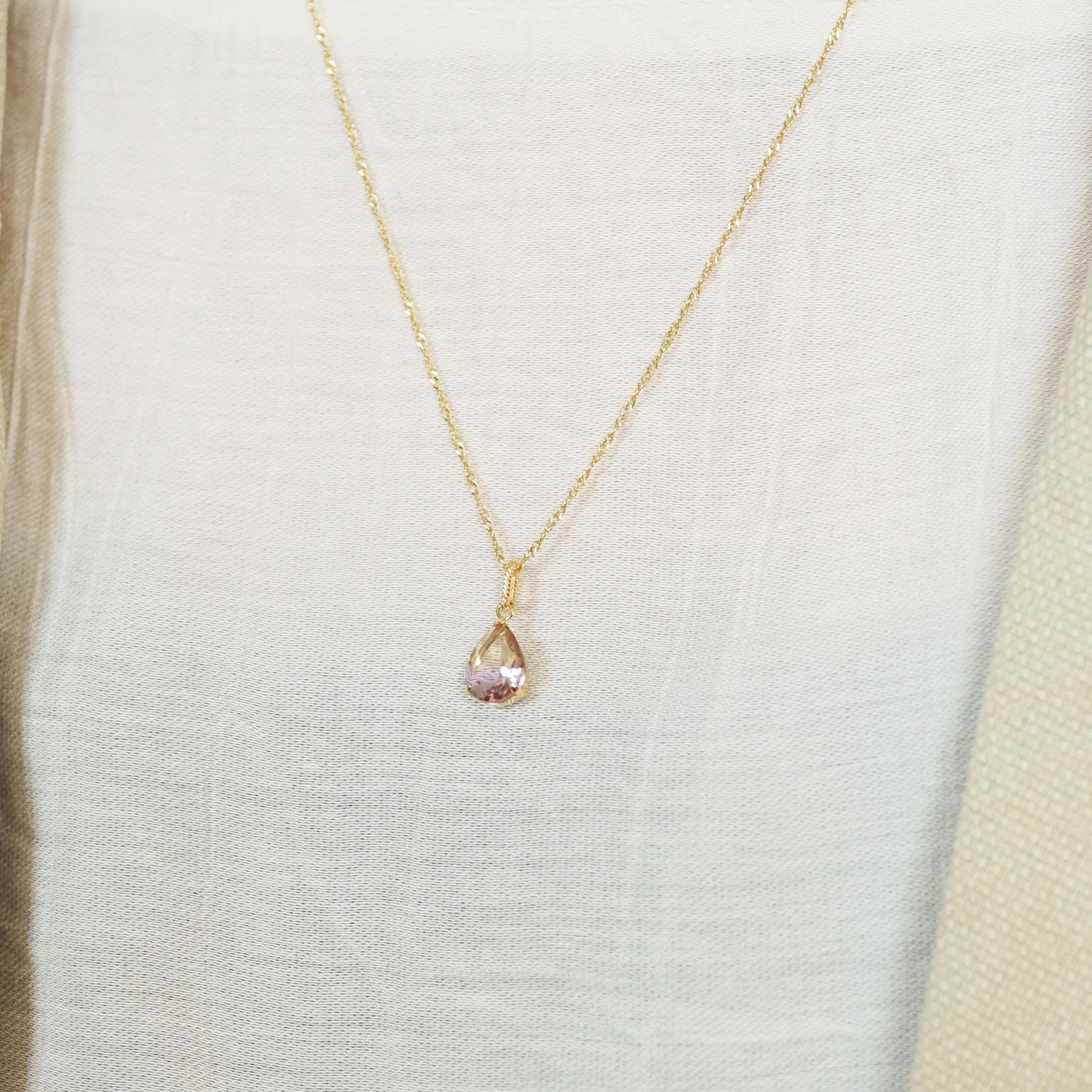 10K Ametrine Drop Necklace Charm (Yellow Gold) - Model Image