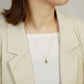 10K Green Quartz Drop Necklace Charm (Yellow Gold) - Model Image
