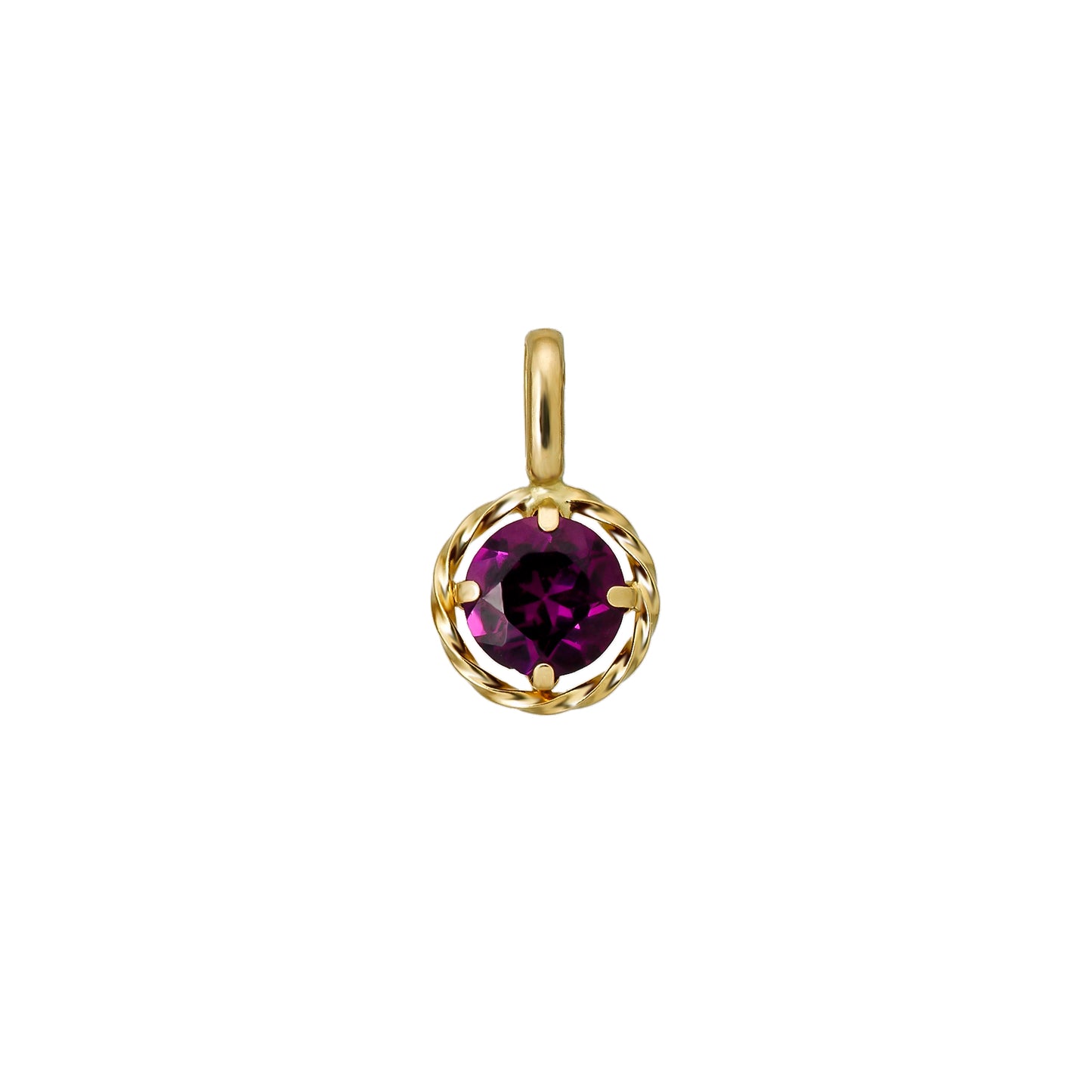 10K Rhodolite Garnet Necklace Charm (Yellow Gold) - Product Image