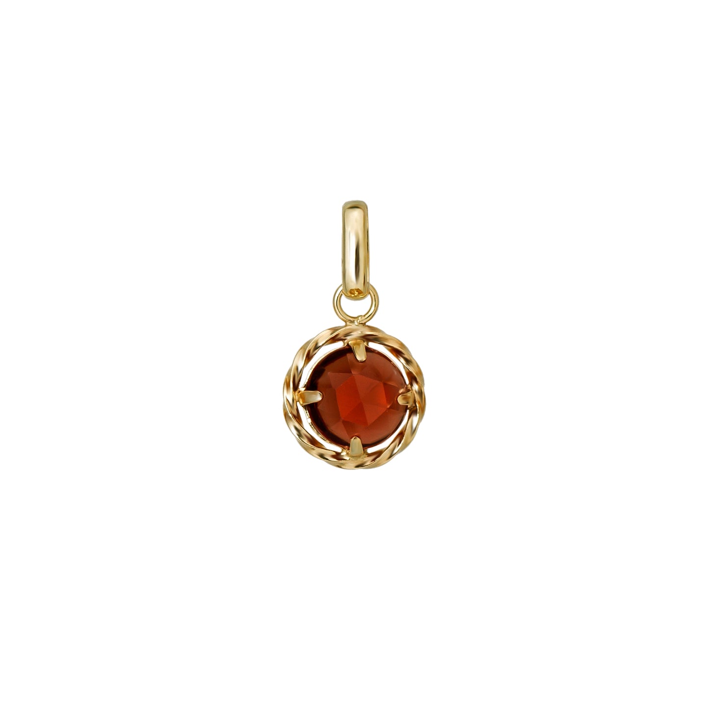 10K Garnet Necklace Charm (Yellow Gold) - Product Image