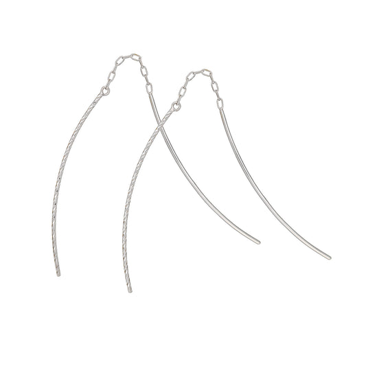 14K / 10K White Gold Fine Line Threader Earrings - Product Image