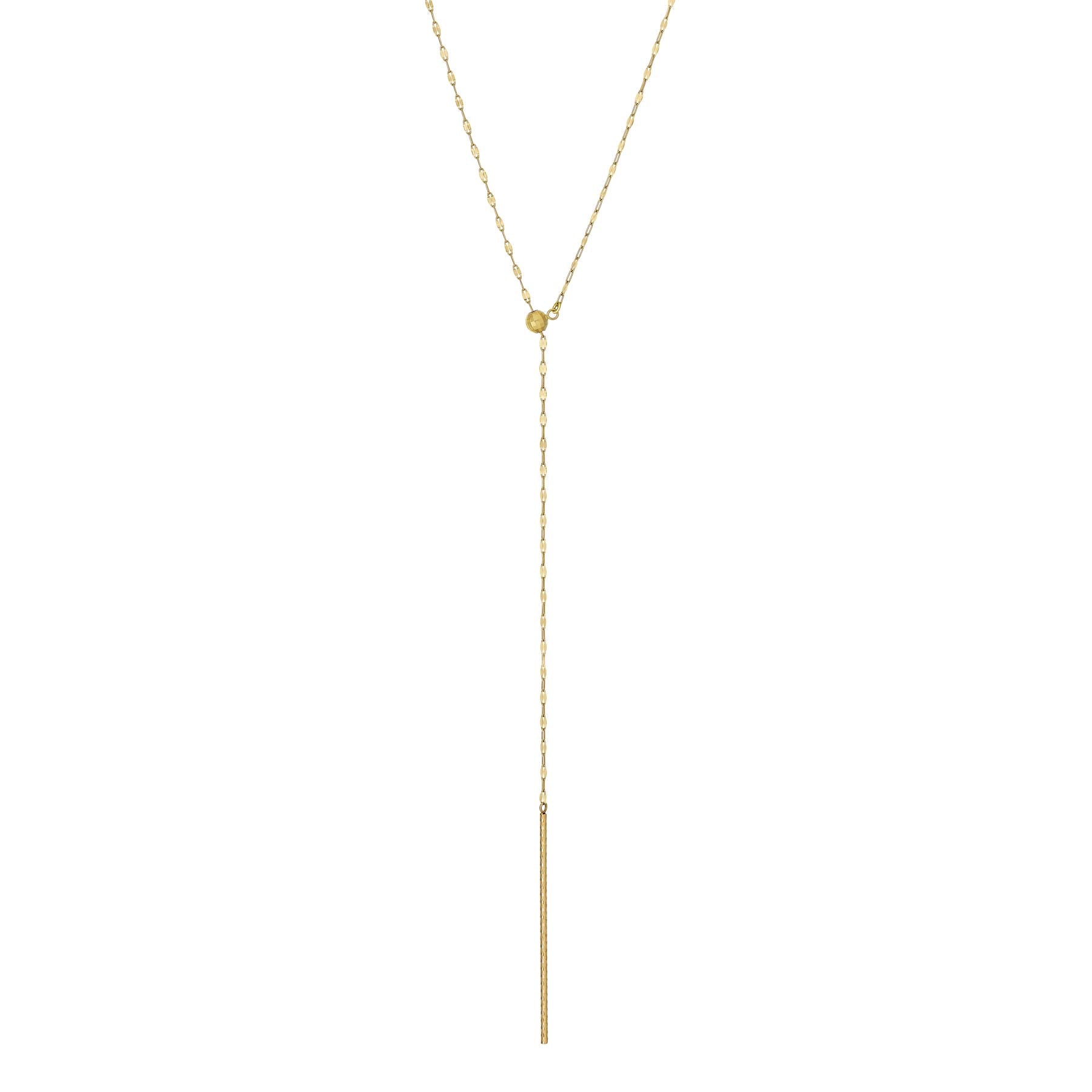 10K Yellow Gold Y-Shaped Chain Bar Long Necklace - Product Image