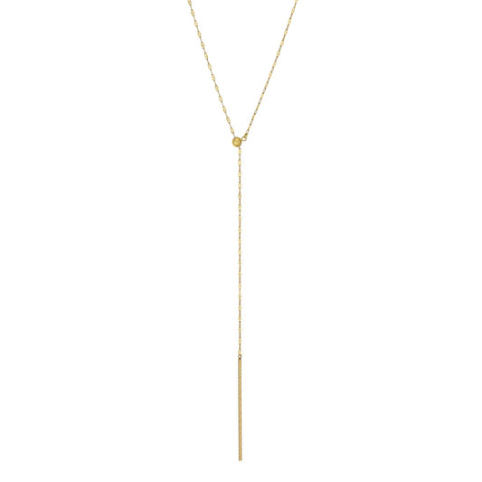 10K Yellow Gold Y-Shaped Chain Bar Long Necklace - Product Image