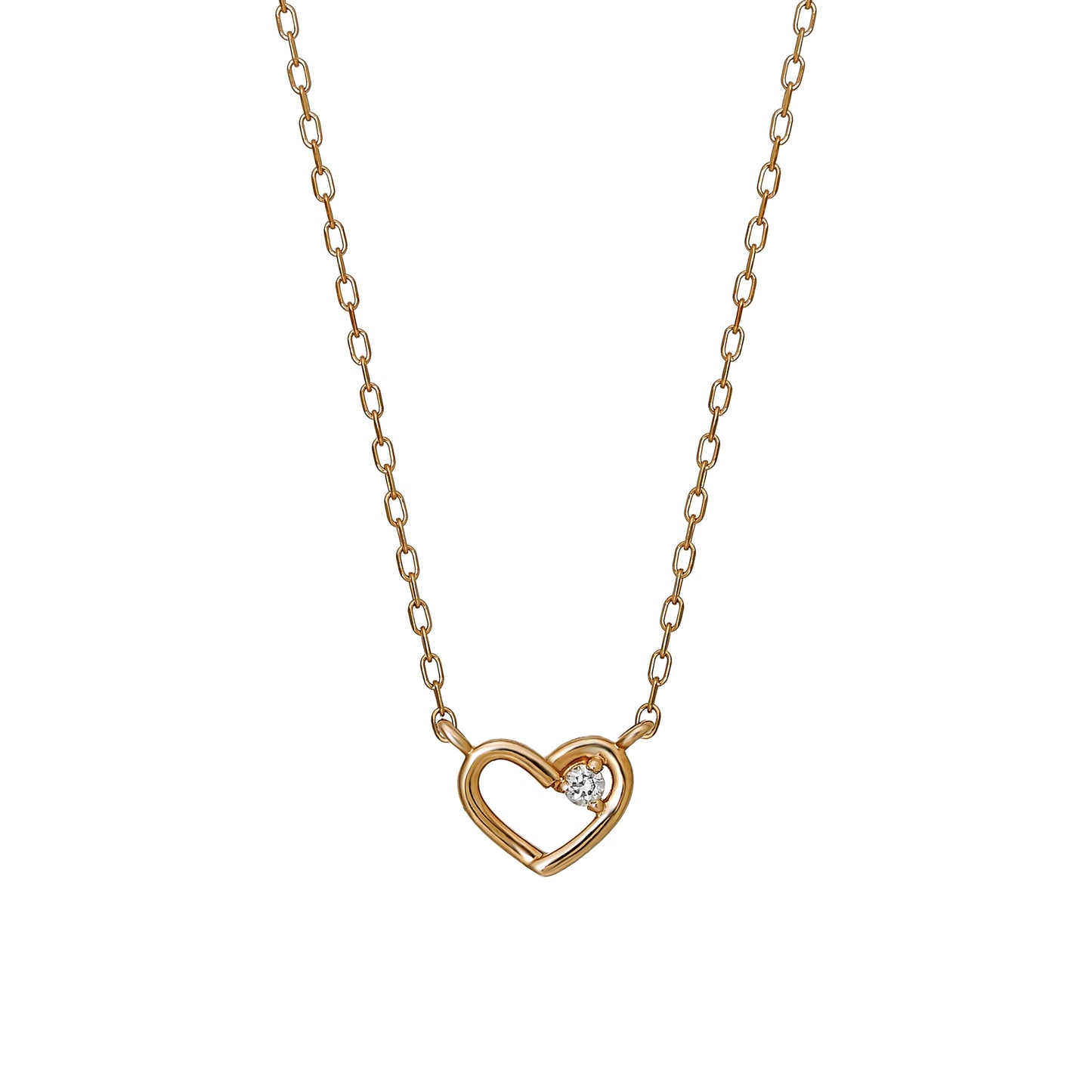 10K Diamond Petit Heart Necklace (Rose Gold) - Product Image