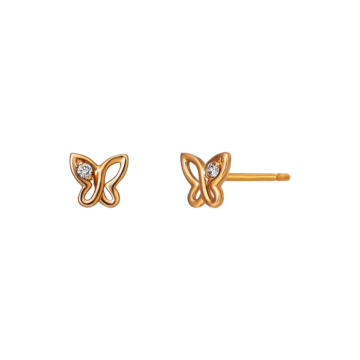 18K/10K Diamond Petit Butterfly Earrings (Rose Gold) - Product Image